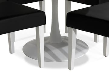 Matgrupp Severo 100 cm Rund med 4 Leo Stol - Vit|Svart PU - Möbler - Bord & matgrupp - Matgrupp