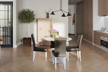 Matgrupp Severo 100 cm Rund med 4 Leo Stol - Vit|Svart PU - Möbler - Bord & matgrupp - Matgrupp