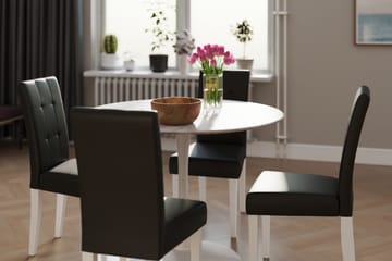 Matgrupp Severo 100 cm Rund med 4 Leo Stol - Vit|Svart PU - Möbler - Bord & matgrupp - Matgrupp