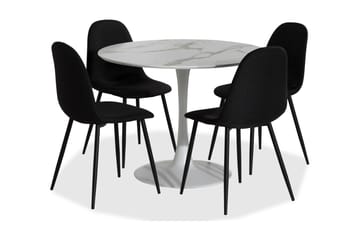 Matgrupp Severo 100 cm Rund med 4 Naira Stol - Vit|Svart - Möbler - Bord & matgrupp - Matgrupp