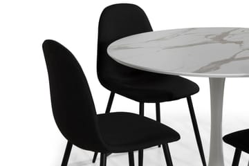 Matgrupp Severo 100 cm Rund med 4 Naira Stol - Vit|Svart - Möbler - Bord & matgrupp - Matgrupp