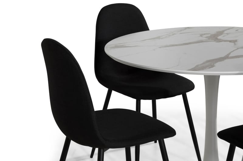 Matgrupp Severo 100 cm Rund med 4 Naira Stol - Vit|Svart - Möbler - Bord & matgrupp - Matgrupp