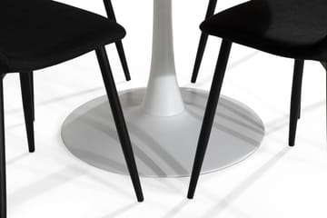 Matgrupp Severo 100 cm Rund med 4 Naira Stol - Vit|Svart - Möbler - Bord & matgrupp - Matgrupp