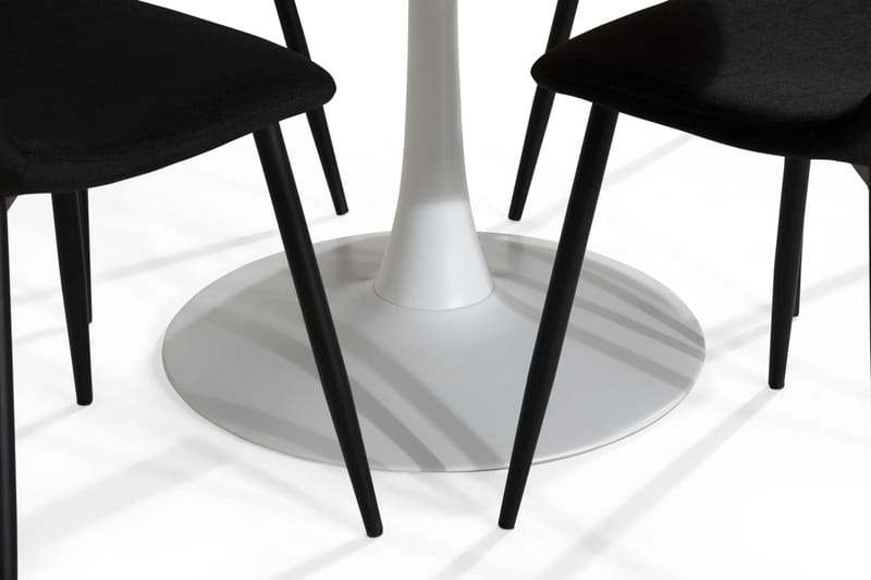 Matgrupp Severo 100 cm Rund med 4 Naira Stol - Vit|Svart - Möbler - Bord & matgrupp - Matgrupp