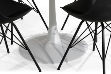 Matgrupp Severo 100 cm Rund med 4 Scale Stol - Vit|Svart PU|Metall - Möbler - Bord & matgrupp - Matgrupp