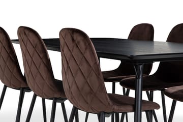 Matgrupp Steph 180 cm med 6 Naira Matstol Sammet - Svart - Möbler - Bord & matgrupp - Matgrupp