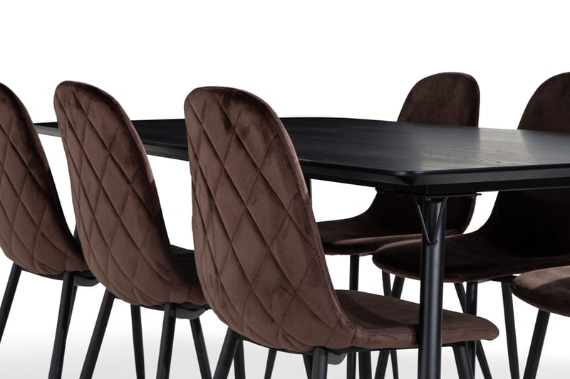 Matgrupp Steph 180 cm med 6 Naira Matstol Sammet - Svart - Möbler - Bord & matgrupp - Matgrupp