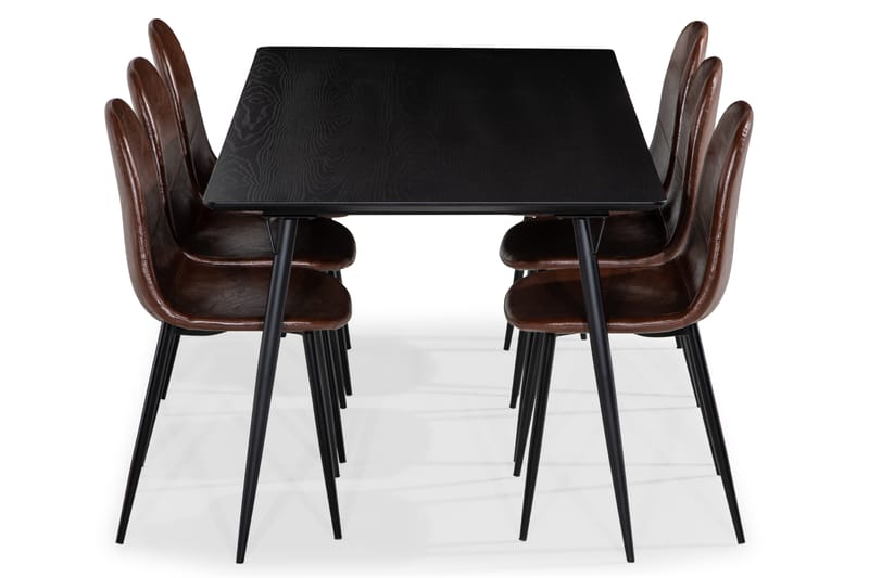 Matgrupp Steph 180 cm med 6 Naira Matstol - Svart - Möbler - Bord & matgrupp - Matgrupp