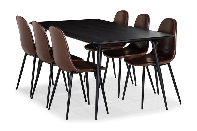 Matgrupp Steph 180 cm med 6 Naira Matstol - Svart - Möbler - Bord & matgrupp - Matgrupp