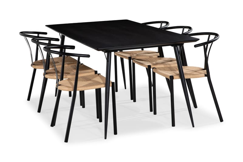 Matgrupp Steph 180 cm med 6 Tarina Matstolar - Marmor|Svart|Konstrotting - Möbler - Bord & matgrupp - Matgrupp