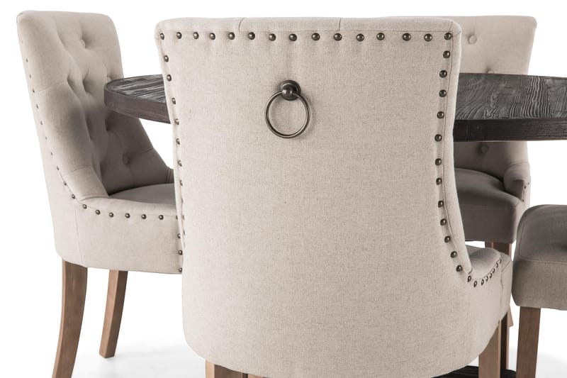 Matgrupp Suzon 130 cm Rund med 4 Ophelia Fåtölj - Vintage Trä|Beige|Trä - Möbler - Bord & matgrupp - Matgrupp