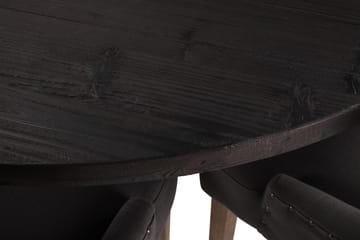 Matgrupp Suzon 150 cm Rund med 6 Ophelia Fåtölj - Vintage Trä|Grå|Trä - Möbler - Bord & matgrupp - Matgrupp