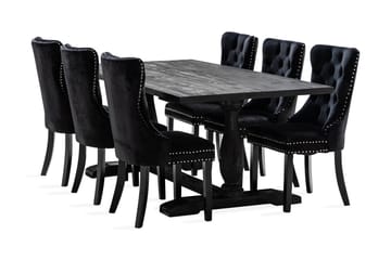 Matgrupp Suzon 200 cm inkl 6 Lossmen Stolar Sammet - Brun - Förvaring - Förvaringsmöbler - Sideboard & skänk