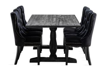 Matgrupp Suzon 200 cm inkl 6 Lossmen Stolar Sammet - Brun - Förvaring - Förvaringsmöbler - Sideboard & skänk