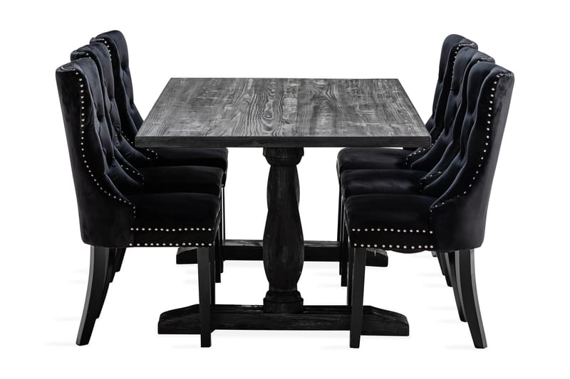 Matgrupp Suzon 200 cm inkl 6 Lossmen Stolar Sammet - Brun - Förvaring - Förvaringsmöbler - Sideboard & skänk