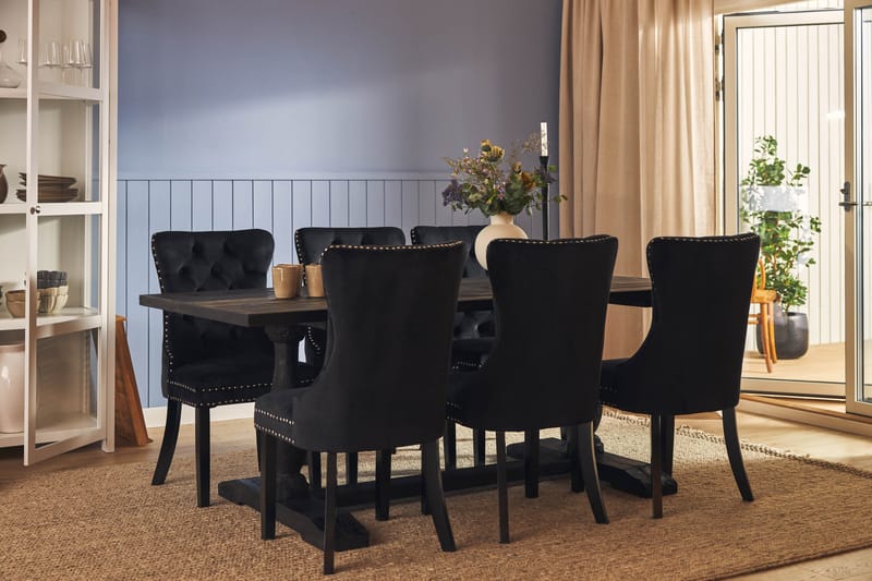 Matgrupp Suzon 200 cm inkl 6 Lossmen Stolar Sammet - Brun - Förvaring - Förvaringsmöbler - Sideboard & skänk