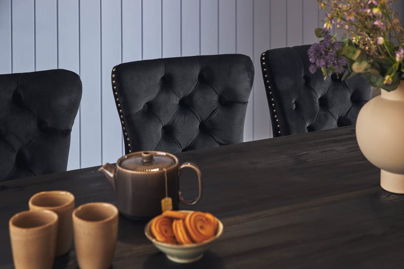 Matgrupp Suzon 200 cm inkl 6 Lossmen Stolar Sammet - Brun - Förvaring - Förvaringsmöbler - Sideboard & skänk