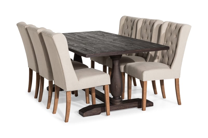 Matgrupp Suzon 200 cm med 6 Isolde Stol - Vintage Alm|Beige - Möbler - Bord & matgrupp - Matgrupp