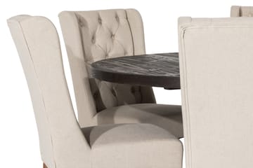 Matgrupp Suzon Rund 150 cm med 6 Isolde Stol - Vintage Alm|Beige - Möbler - Bord & matgrupp - Matgrupp