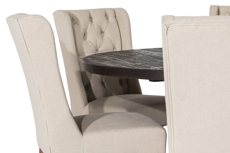 Matgrupp Suzon Rund 150 cm med 6 Isolde Stol - Vintage Alm|Beige - Möbler - Bord & matgrupp - Matgrupp