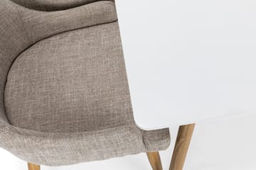 Matgrupp Tommy 120 cm med 4 Trym Stol - Vit|Ljusgrå|Ek - Möbler - Bord & matgrupp - Matgrupp