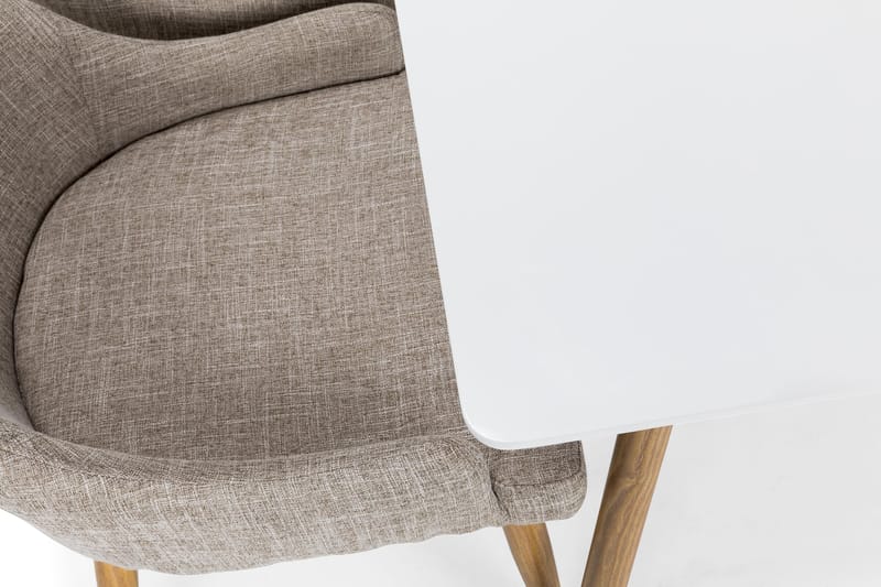 Matgrupp Tommy 120 cm med 4 Trym Stol - Vit|Ljusgrå|Ek - Möbler - Bord & matgrupp - Matgrupp