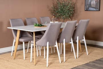 Matgrupp Tommy 180 cm med 6 Abran Köksstolar - Vit - Möbler - Bord & matgrupp - Matgrupp