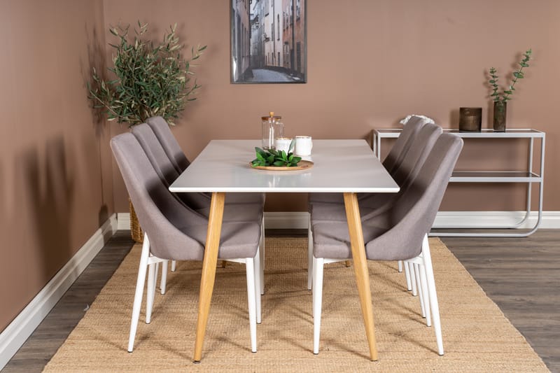 Matgrupp Tommy 180 cm med 6 Abran Köksstolar - Vit - Möbler - Bord & matgrupp - Matgrupp