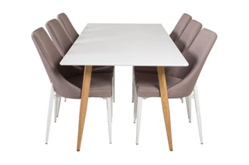 Matgrupp Tommy 180 cm med 6 Abran Köksstolar - Vit - Möbler - Bord & matgrupp - Matgrupp