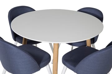 Matgrupp Trym 100 cm Rund inkl 4 Longreone Stolar - Vit/Natur/Svart - Möbler - Bord & matgrupp - Matgrupp