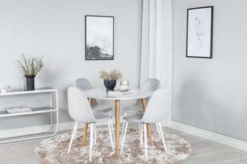 Matgrupp Trym 100 cm Rund inkl 4 Yegua Stolar - Vit/Natur/Grå - Möbler - Bord & matgrupp - Matgrupp