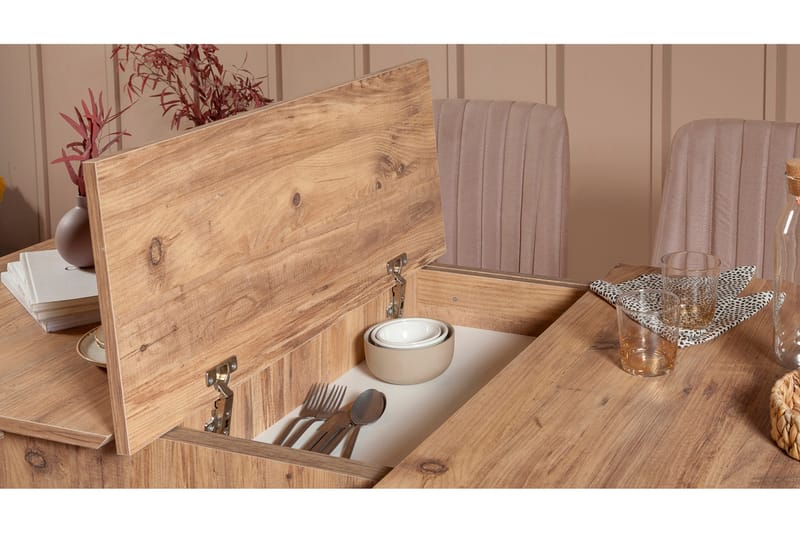 Matgrupp Vinadi Förlängningsbar 129 cm - Natur/Grå/Brun - Möbler - Bord & matgrupp - Matgrupp