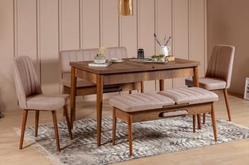 Matgrupp Vinadi Förlängningsbar 129 cm - Vit/Grå - Möbler - Bord & matgrupp - Matgrupp