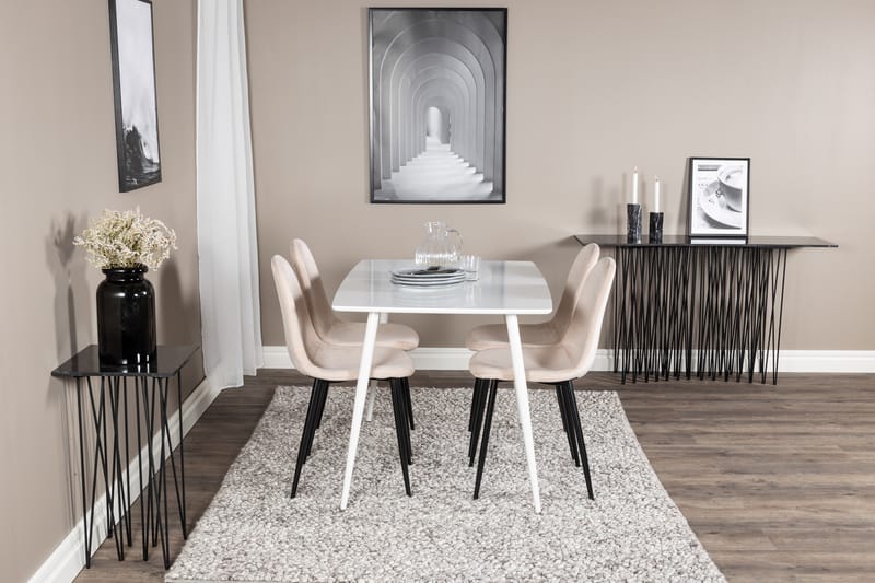 Matgrupp Yegua 120 cm inkl 4 Tommy Stolar - Vit/Svart/Beige - Möbler - Bord & matgrupp - Matgrupp
