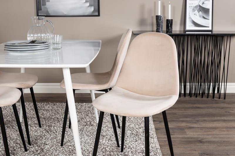 Matgrupp Yegua 120 cm inkl 4 Tommy Stolar - Vit/Svart/Beige - Möbler - Bord & matgrupp - Matgrupp
