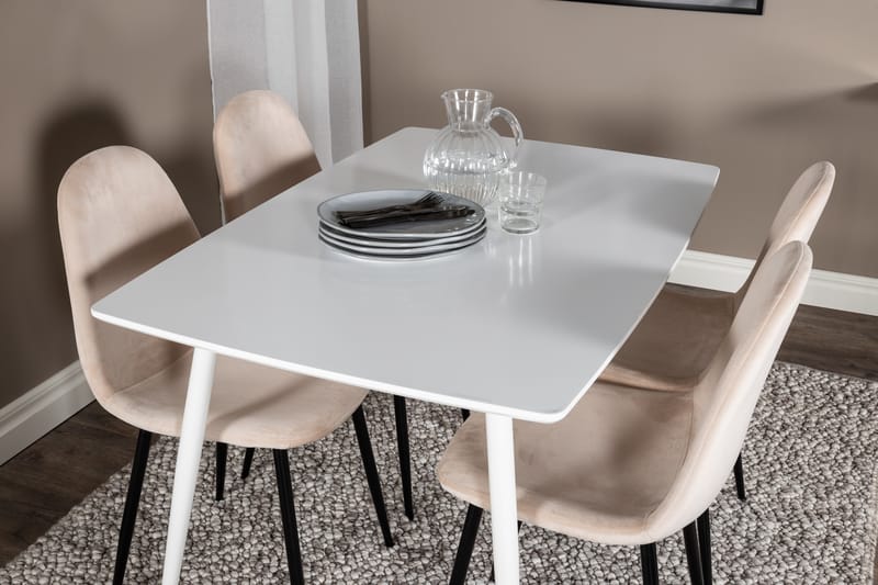 Matgrupp Yegua 120 cm inkl 4 Tommy Stolar - Vit/Svart/Beige - Möbler - Bord & matgrupp - Matgrupp