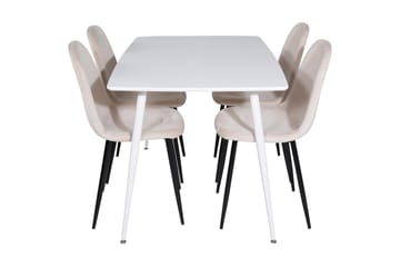 Matgrupp Yegua 120 cm inkl 4 Tommy Stolar - Vit/Svart/Beige - Möbler - Bord & matgrupp - Matgrupp