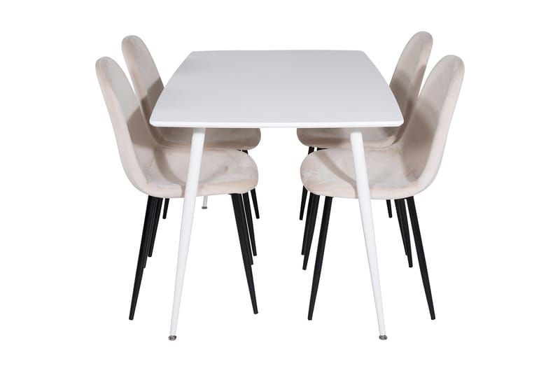 Matgrupp Yegua 120 cm inkl 4 Tommy Stolar - Vit/Svart/Beige - Möbler - Bord & matgrupp - Matgrupp