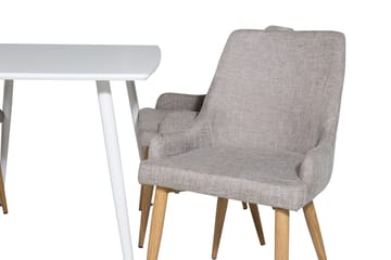 Matgrupp Yegua 120 cm inkl 4 Trym Stolar - Vit/Ljusgrå/Ek - Möbler - Bord & matgrupp - Matgrupp