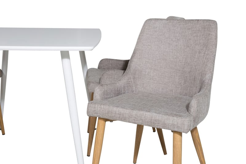 Matgrupp Yegua 120 cm inkl 4 Trym Stolar - Vit/Ljusgrå/Ek - Möbler - Bord & matgrupp - Matgrupp