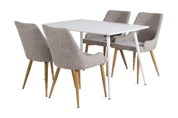 Matgrupp Yegua 120 cm inkl 4 Trym Stolar - Vit/Ljusgrå/Ek - Möbler - Bord & matgrupp - Matgrupp