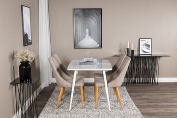 Matgrupp Yegua 120 cm inkl 4 Vemund Stolar - Vit/Ljusgrå/Ek - Möbler - Bord & matgrupp - Matgrupp