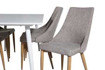 Matgrupp Yegua 180 cm inkl 6 Vemund Stolar - Vit/Ljusgrå/Ek - Möbler - Bord & matgrupp - Matgrupp