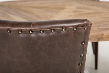 Matgrupp Yorkshire 150 cm Rund med 4 Hermione Fåtölj - Vintage Alm|Vit|Brun PU - Möbler - Bord & matgrupp - Matgrupp