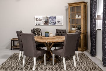 Matgrupp Yorkshire 150 cm Rund med 6 Emmie Stol - Vintage Alm|Grå|Vit - Möbler - Bord & matgrupp - Matgrupp