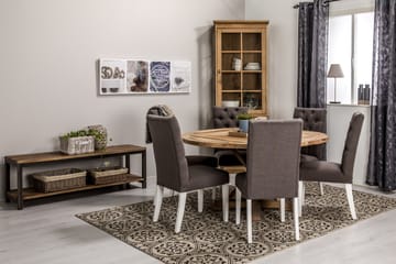 Matgrupp Yorkshire 150 cm Rund med 6 Emmie Stol - Vintage Alm|Grå|Vit - Möbler - Bord & matgrupp - Matgrupp