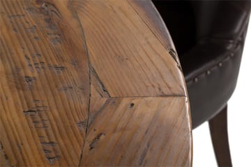 Matgrupp Yorkshire 150 cm Rund med 6 Hermione Fåtölj - Vintage Alm|Brun PU - Möbler - Bord & matgrupp - Matgrupp