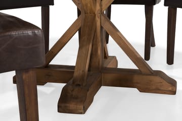 Matgrupp Yorkshire 150 cm Rund med 6 Hermione Fåtölj - Vintage Alm|Brun PU - Möbler - Bord & matgrupp - Matgrupp