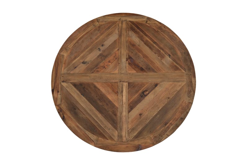 Matgrupp Yorkshire 150 cm Rund med 6 Hermione Fåtölj - Vintage Alm|Vit|Brun PU - Möbler - Bord & matgrupp - Matgrupp