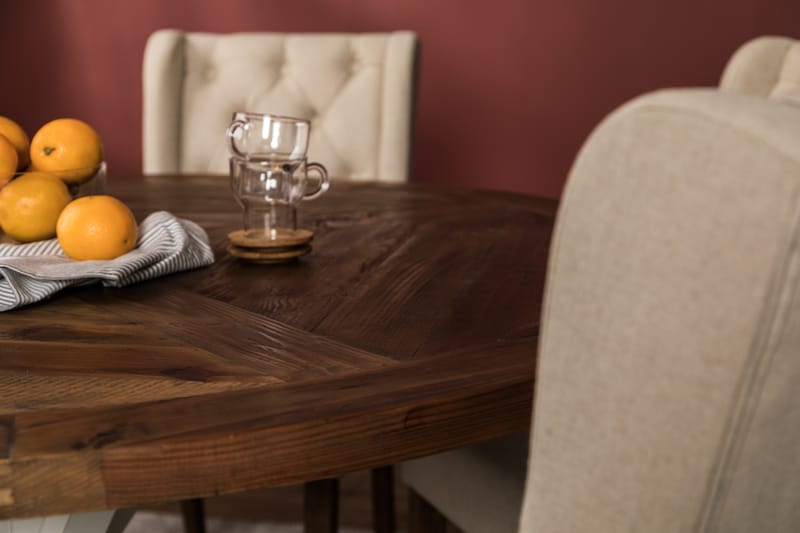 Matgrupp Yorkshire 150 cm Rund med 6 Isolde Stol - Vintage Alm|Beige - Möbler - Bord & matgrupp - Matgrupp